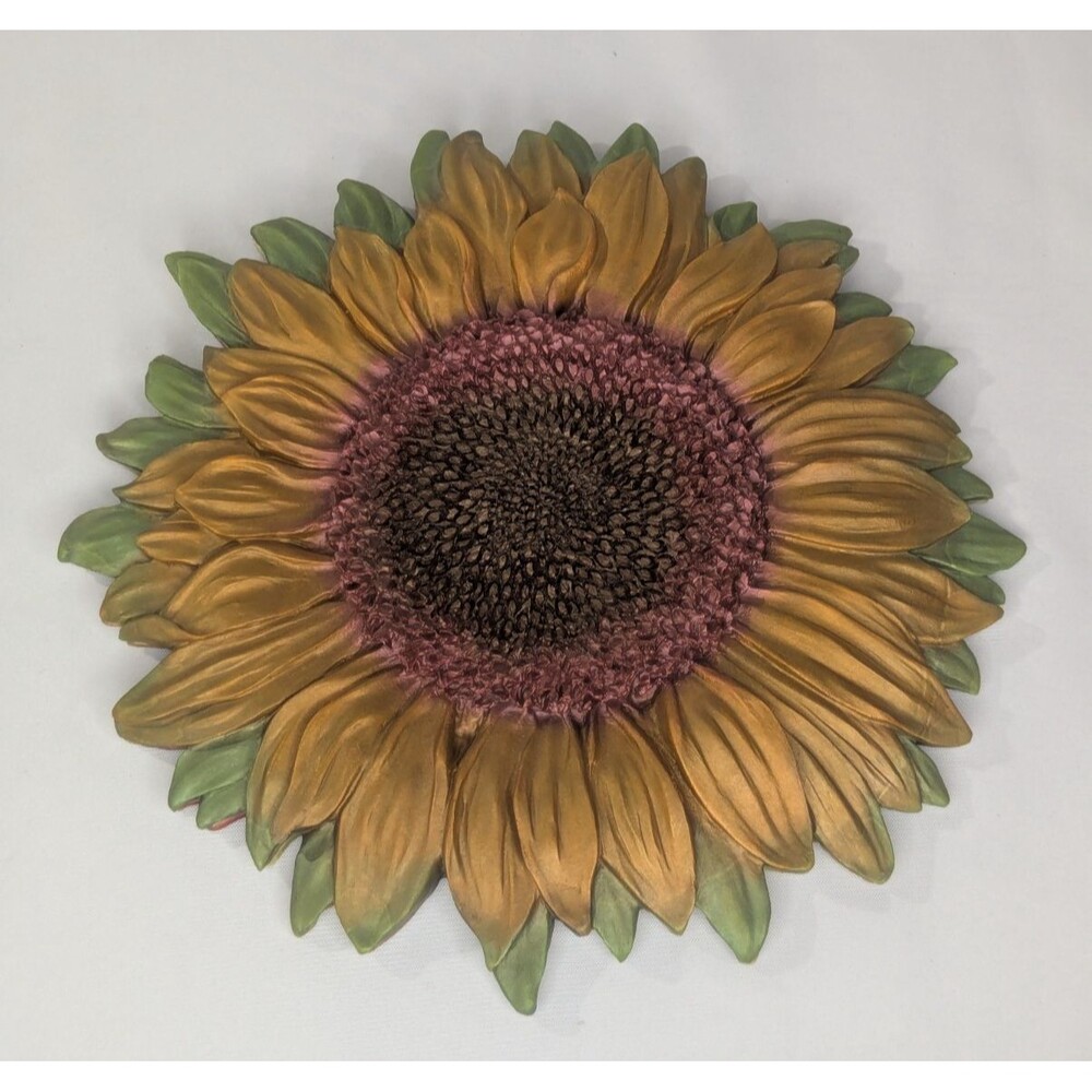 Resin Sunflower Wall Decor - Green/Yellow/Red/Brown - Picture 3 of 3